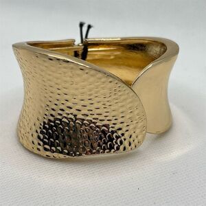 nOir Jewelry Vintage Inspired Gold Tone Hammered Hinged Cuff Bracelet
